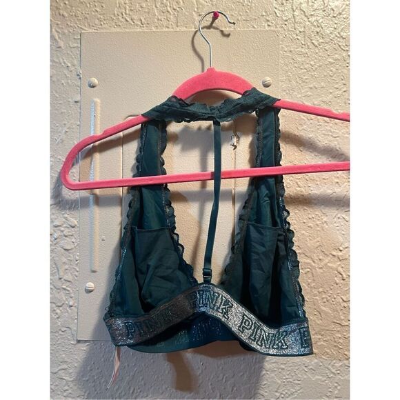 PINK By Victorias Secret Dark Green Lace Bralette Size Large - Picture 5 of 7